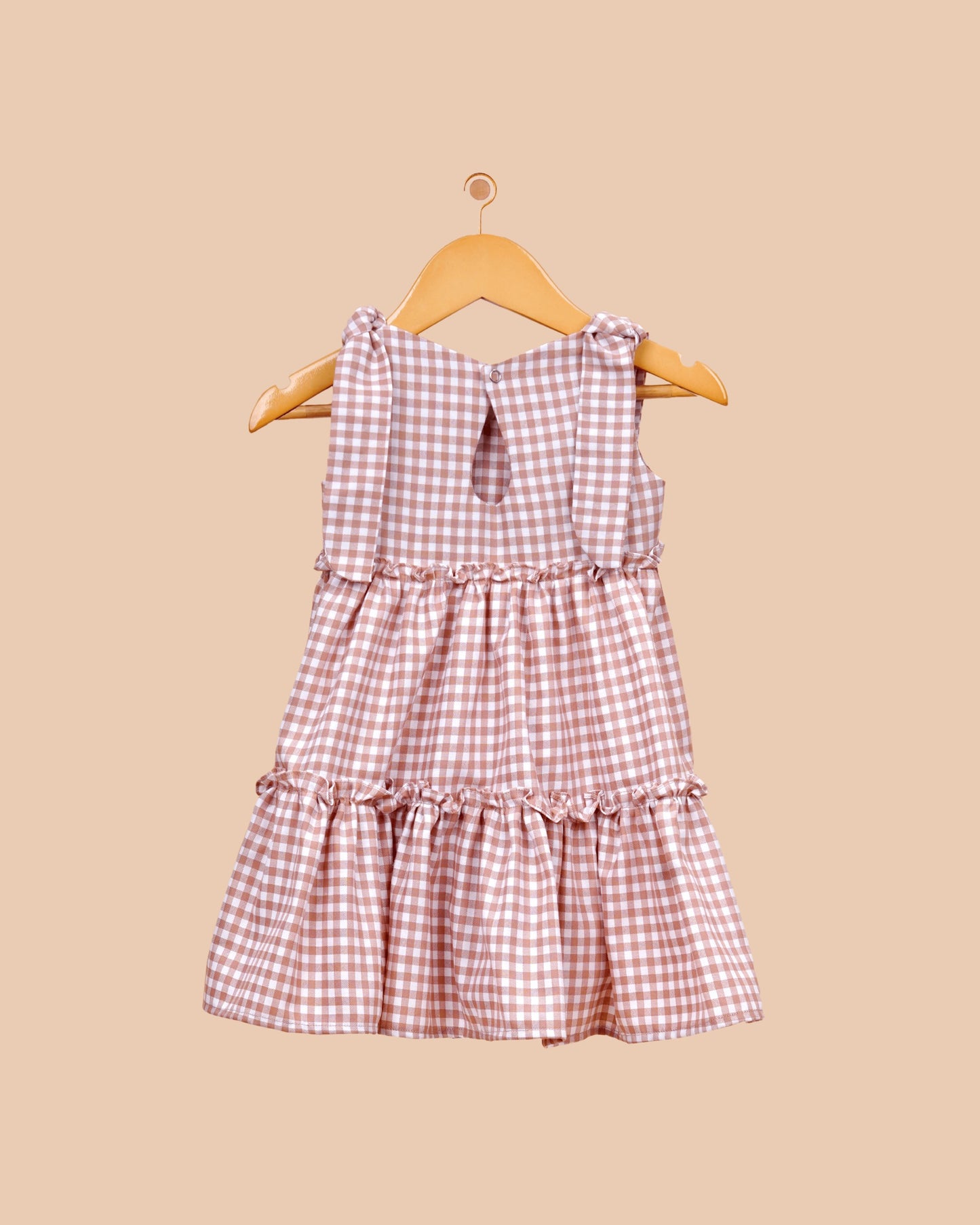 Dusty Rose Check Tiered Frock