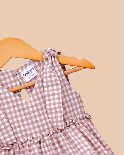 Dusty Rose Check Tiered Frock