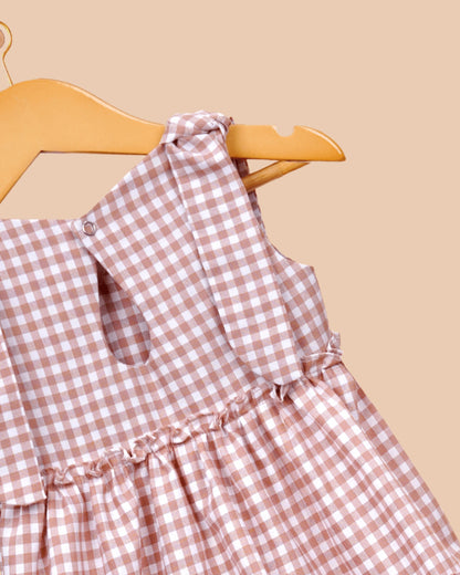 Dusty Rose Check Tiered Frock