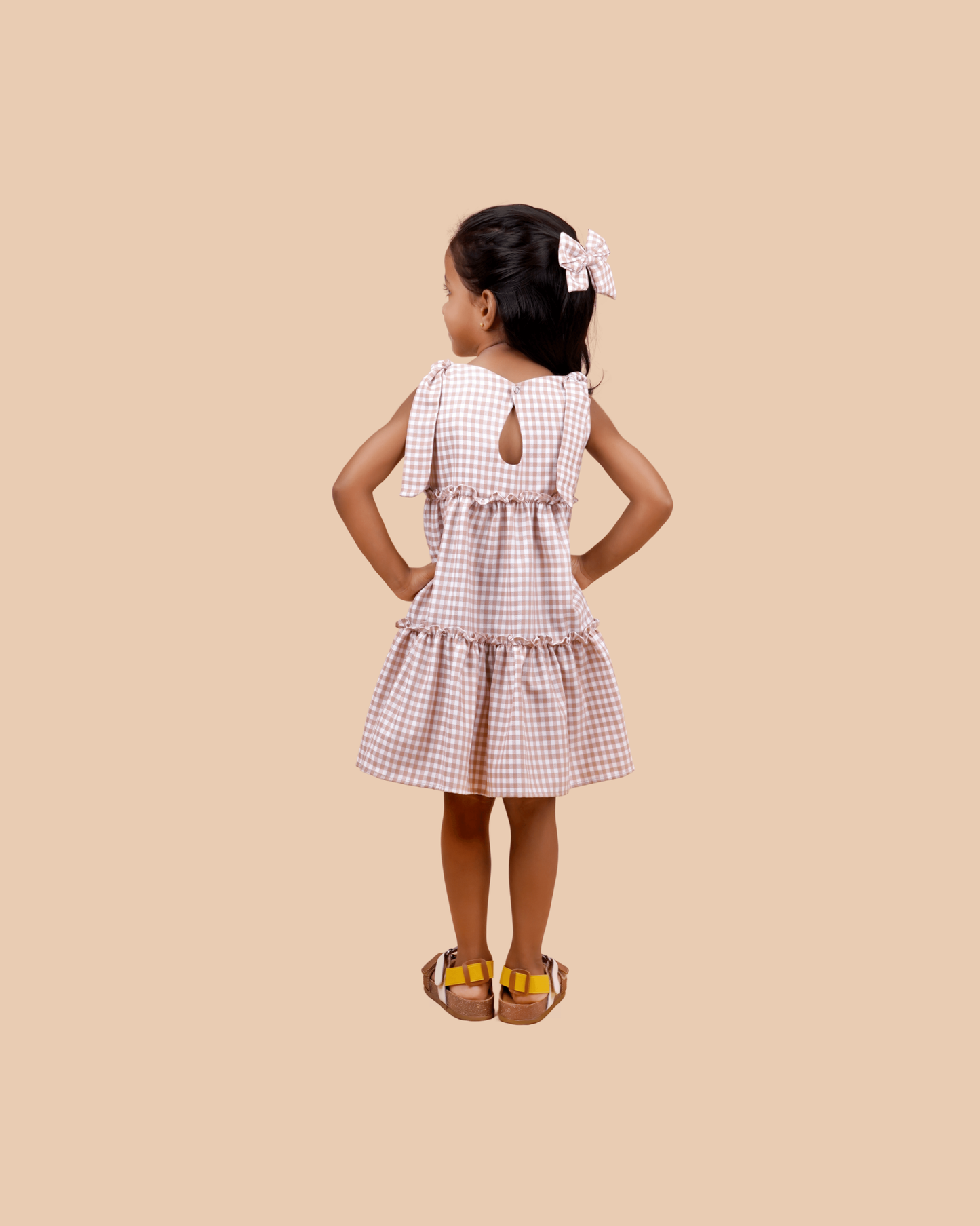Dusty Rose Check Tiered Frock