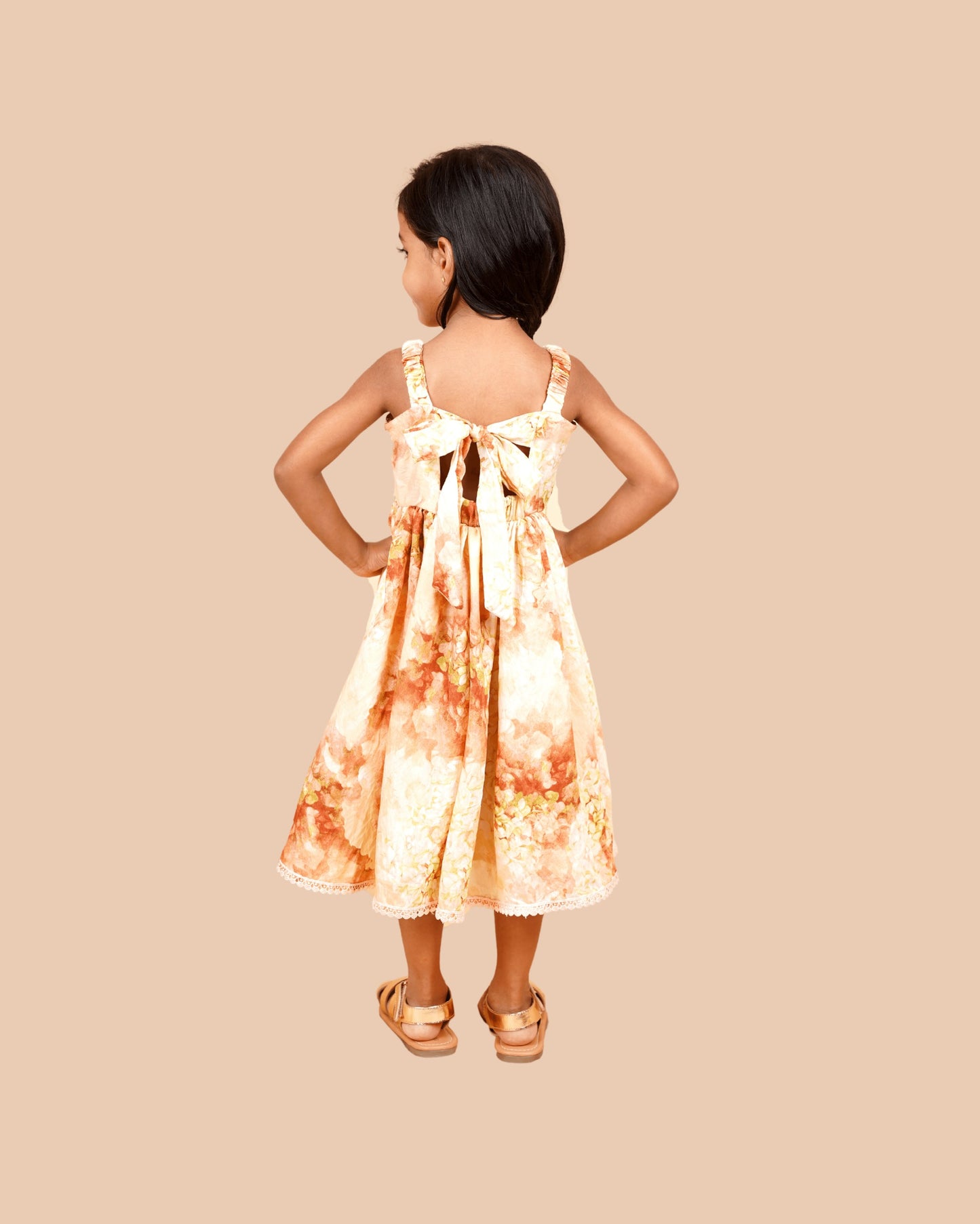 Peach Blossom Midi Dress