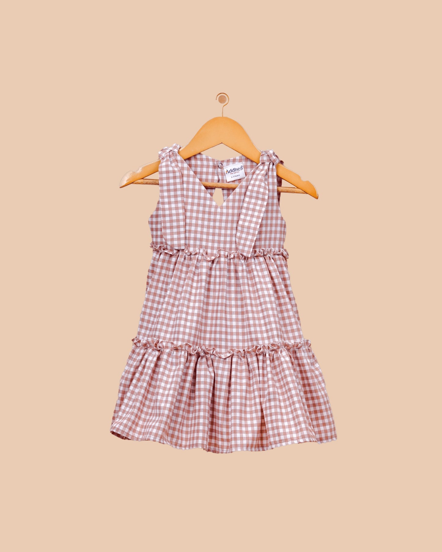 Dusty Rose Check Tiered Frock